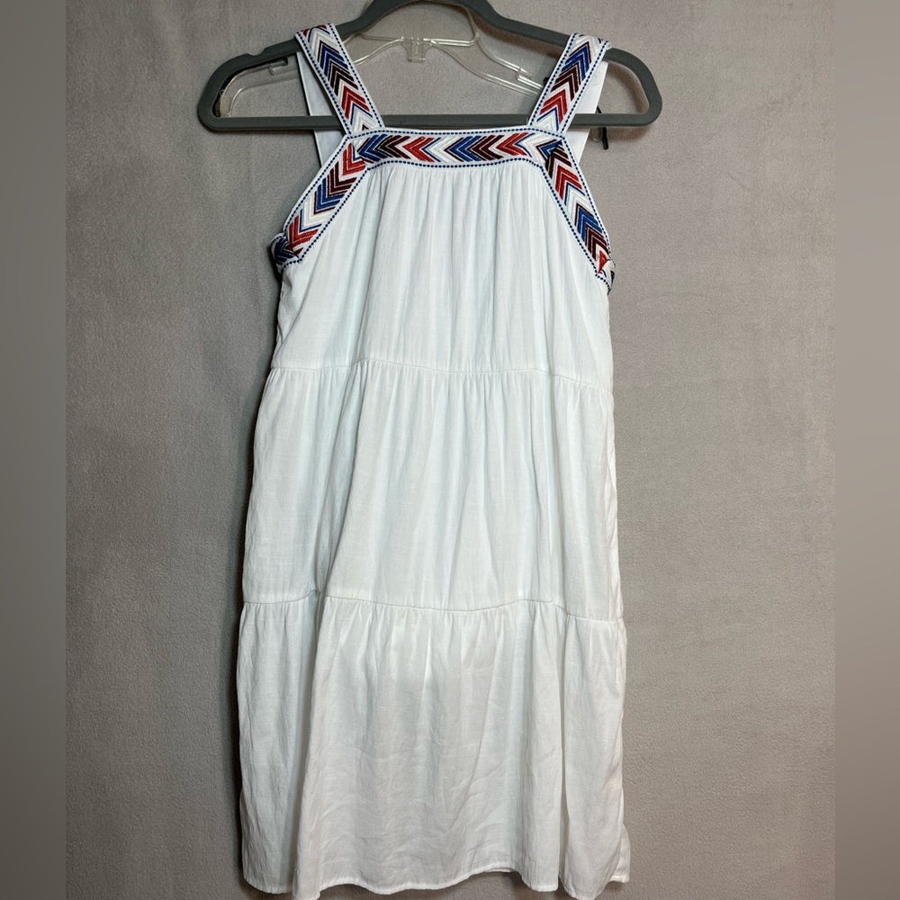 Blue Rain Sundress with Red, White and Blue Chevron Detail